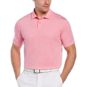 $62 PGA Tour Men's Textured Space-Dyed Performance Golf Polo Shirt Pink SMALL